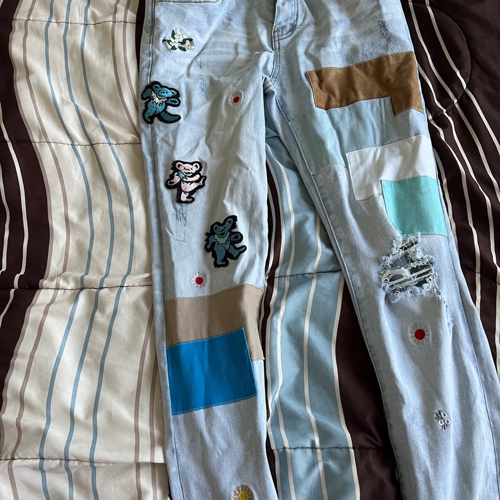 Amiri Jeans light blue patchwork